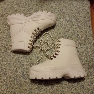 Chunky White "Hiker Boots"